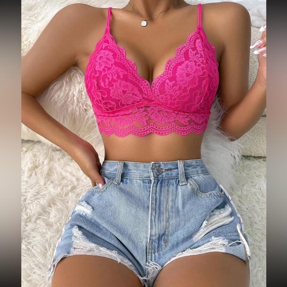 Luxe hot pink bralette top apricot